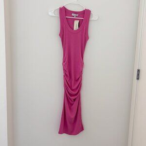 Michael Stars Demi Ribbed Pink Ruched Tank Dress XS